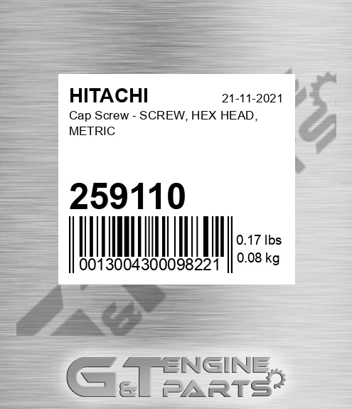 259110 Cap Screw - SCREW, HEX HEAD, METRIC