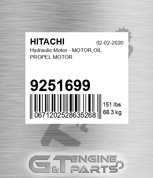 9251699 Hydraulic Motor - MOTOR,OIL PROPEL MOTOR
