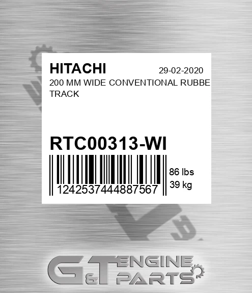 RTC00313-WI 200 MM WIDE CONVENTIONAL RUBBER TRACK