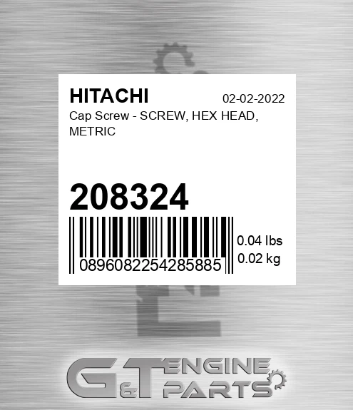 208324 Cap Screw - SCREW, HEX HEAD, METRIC