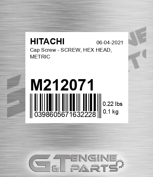 M212071 Cap Screw - SCREW, HEX HEAD, METRIC