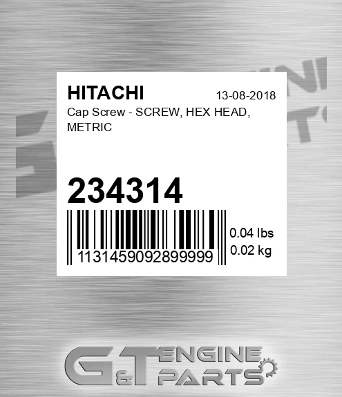 234314 Cap Screw - SCREW, HEX HEAD, METRIC