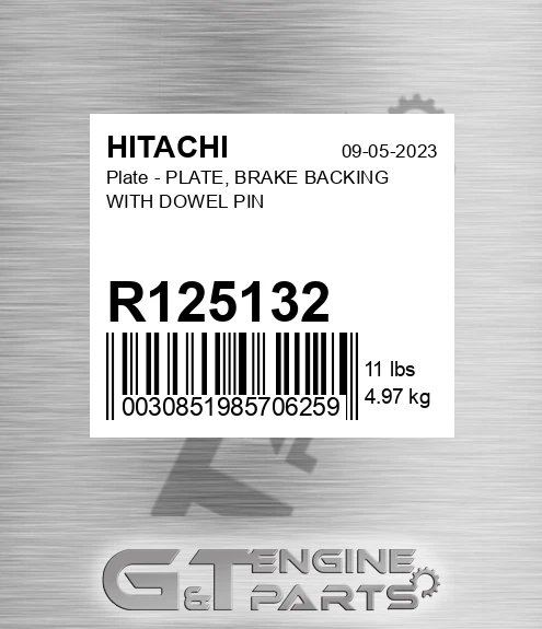 R125132 Plate - PLATE, BRAKE BACKING WITH DOWEL PIN