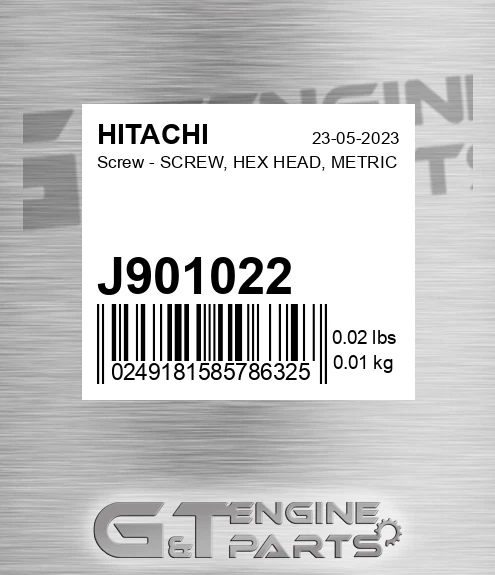 J901022 Screw - SCREW, HEX HEAD, METRIC