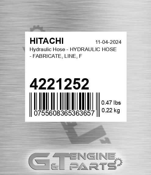 4221252 Hydraulic Hose - HYDRAULIC HOSE - FABRICATE, LINE, F