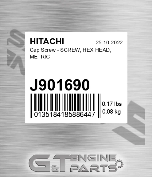 J901690 Cap Screw - SCREW, HEX HEAD, METRIC