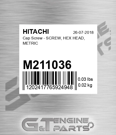 M211036 Cap Screw - SCREW, HEX HEAD, METRIC