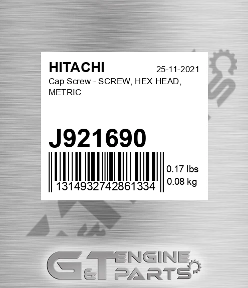 J921690 Cap Screw - SCREW, HEX HEAD, METRIC