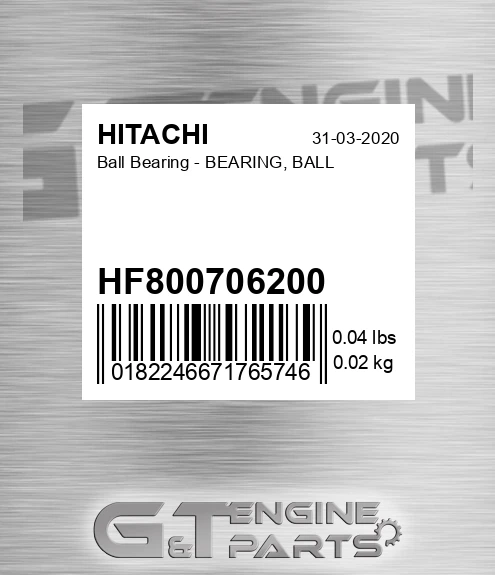 HF800706200 Ball Bearing - BEARING, BALL