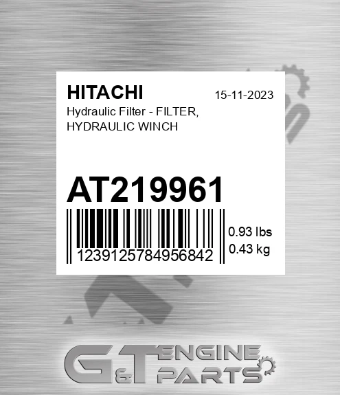 AT219961 Hydraulic Filter - FILTER, HYDRAULIC WINCH