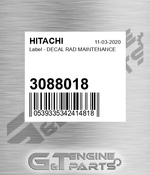 3088018 Label - DECAL RAD MAINTENANCE
