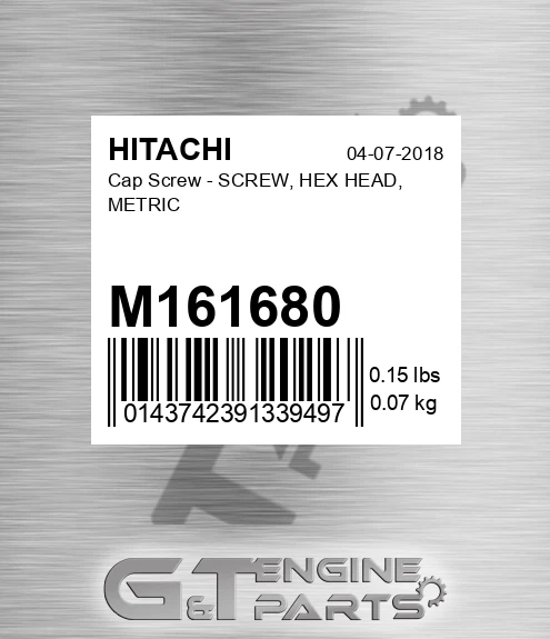 M161680 Cap Screw - SCREW, HEX HEAD, METRIC