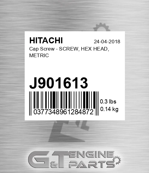 J901613 Cap Screw - SCREW, HEX HEAD, METRIC
