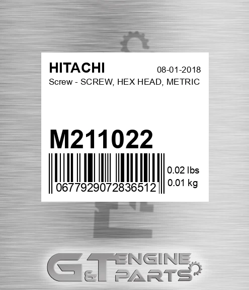 M211022 Screw - SCREW, HEX HEAD, METRIC