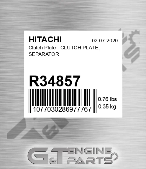 R34857 Clutch Plate - CLUTCH PLATE, SEPARATOR