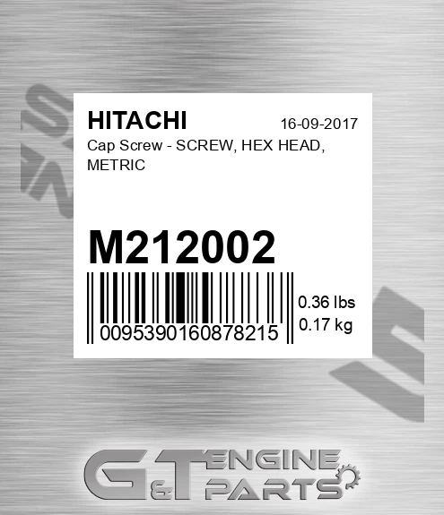 M212002 Cap Screw - SCREW, HEX HEAD, METRIC