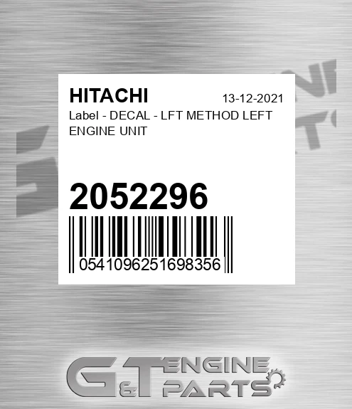2052296 Label - DECAL - LFT METHOD LEFT ENGINE UNIT