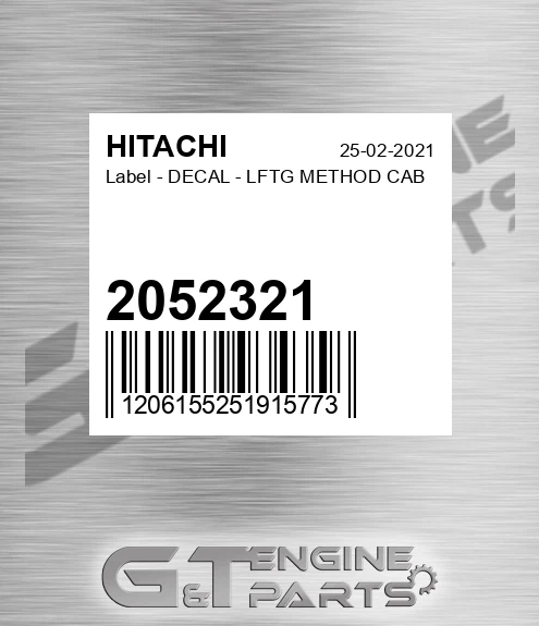2052321 Label - DECAL - LFTG METHOD CAB