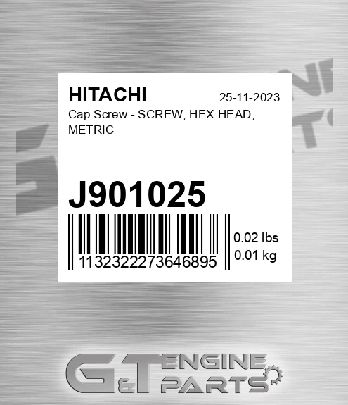J901025 Cap Screw - SCREW, HEX HEAD, METRIC