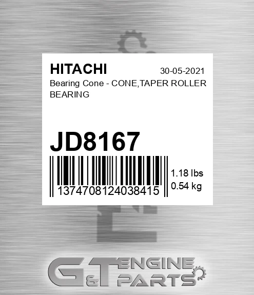 JD8167 Bearing Cone - CONE,TAPER ROLLER BEARING