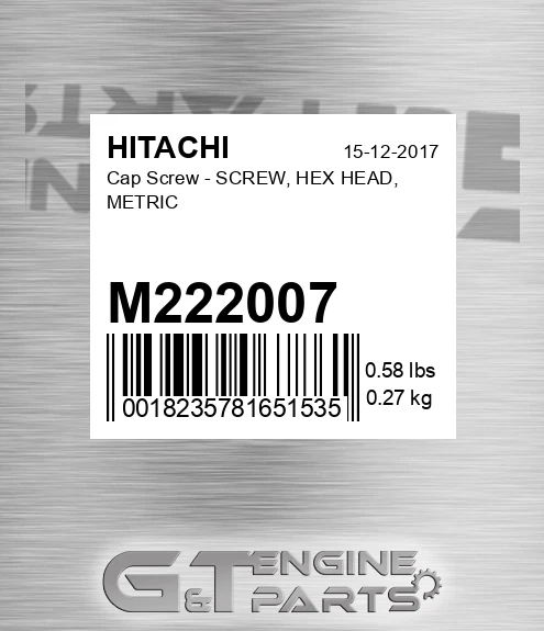 M222007 Cap Screw - SCREW, HEX HEAD, METRIC