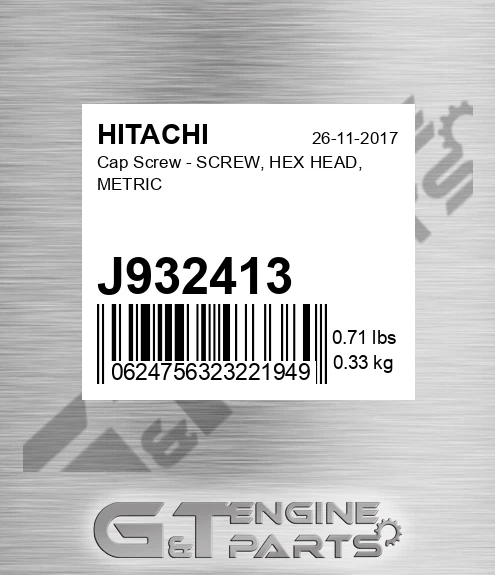 J932413 Cap Screw - SCREW, HEX HEAD, METRIC