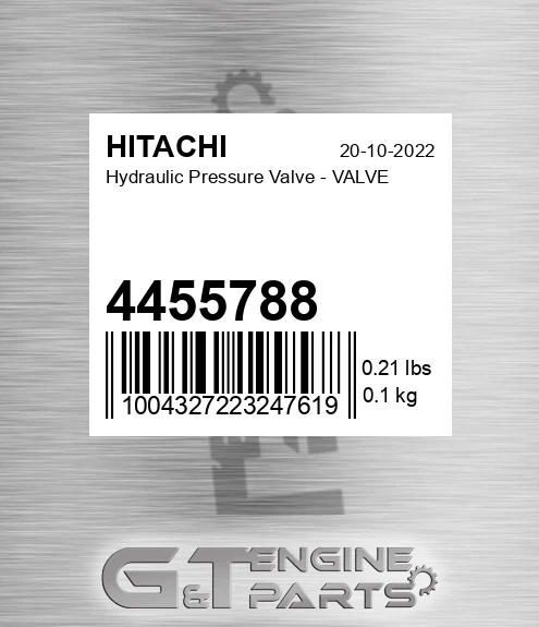 4455788 Hydraulic Pressure Valve - VALVE