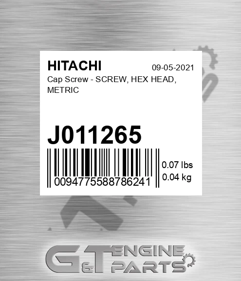 J011265 Cap Screw - SCREW, HEX HEAD, METRIC