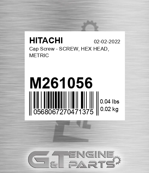 M261056 Cap Screw - SCREW, HEX HEAD, METRIC