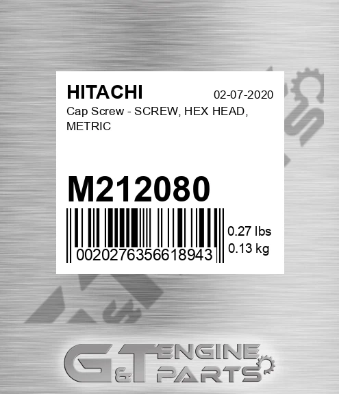 M212080 Cap Screw - SCREW, HEX HEAD, METRIC
