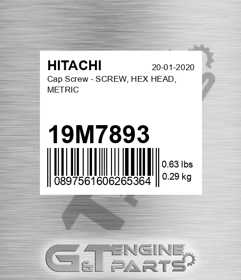 19M7893 Cap Screw - SCREW, HEX HEAD, METRIC