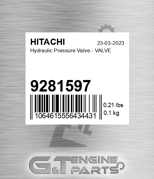 9281597 Hydraulic Pressure Valve - VALVE