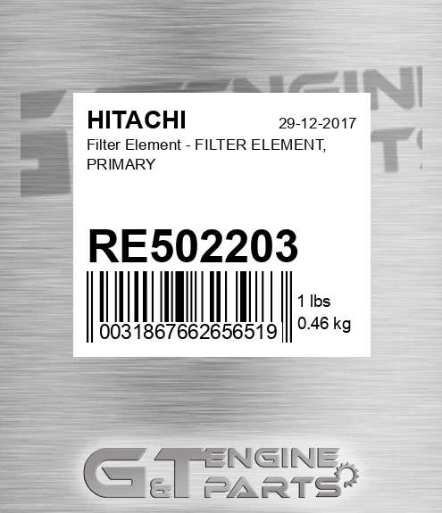RE502203 Filter Element - FILTER ELEMENT, PRIMARY