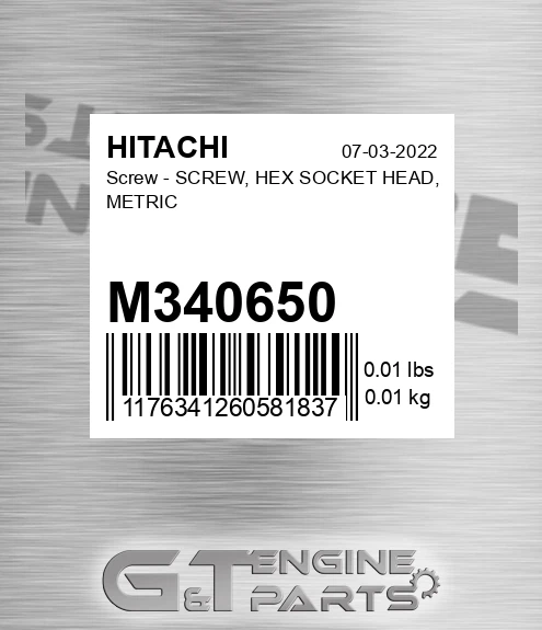 M340650 Screw - SCREW, HEX SOCKET HEAD, METRIC