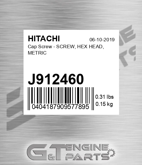 J912460 Cap Screw - SCREW, HEX HEAD, METRIC