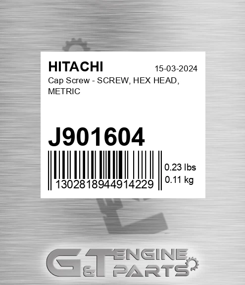 J901604 Cap Screw - SCREW, HEX HEAD, METRIC