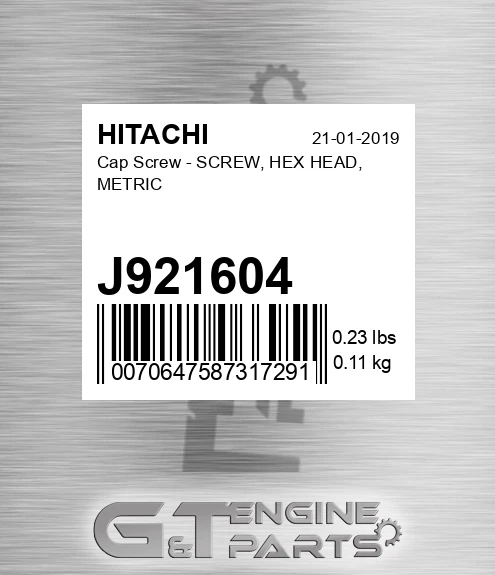 J921604 Cap Screw - SCREW, HEX HEAD, METRIC