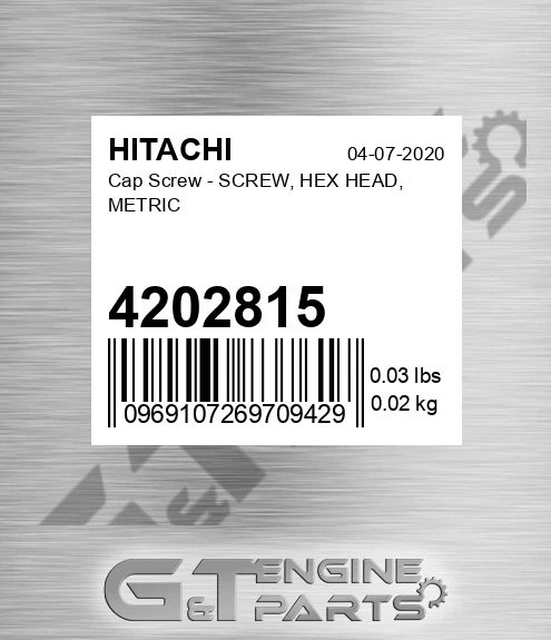 4202815 Cap Screw - SCREW, HEX HEAD, METRIC