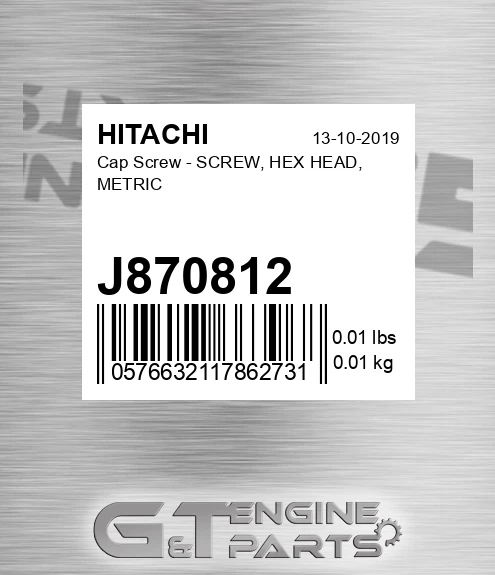 J870812 Cap Screw - SCREW, HEX HEAD, METRIC