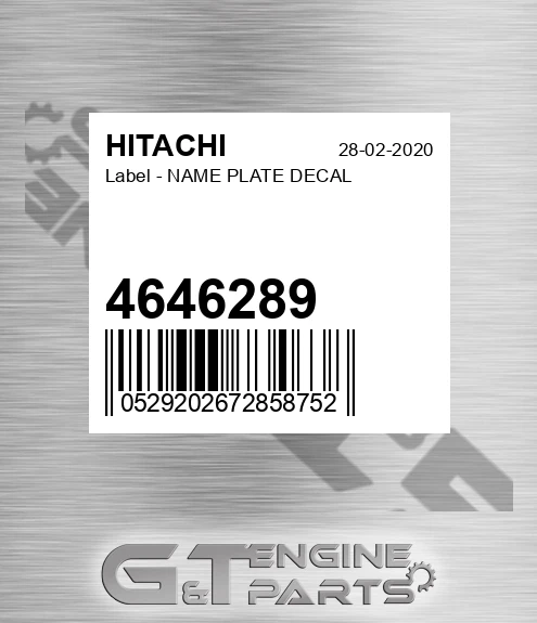 4646289 Label - NAME PLATE DECAL