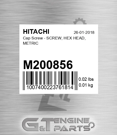 M200856 Cap Screw - SCREW, HEX HEAD, METRIC