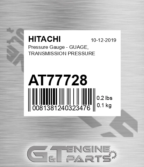 AT77728 Pressure Gauge - GUAGE, TRANSMISSION PRESSURE