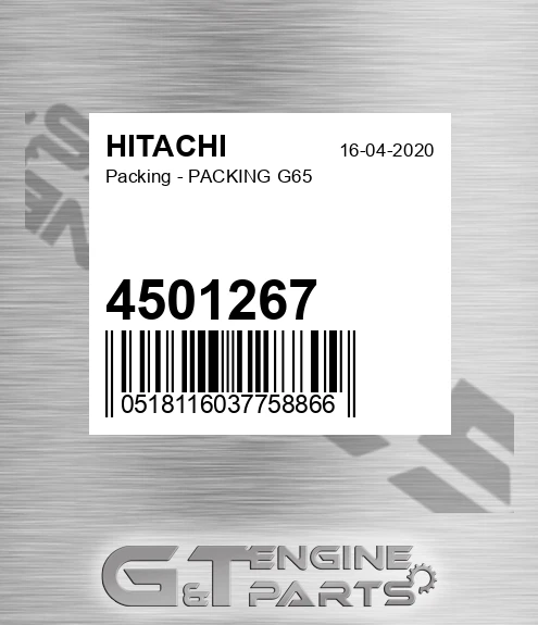 4501267 Packing - PACKING G65 made to fit Hitachi | Price: $2.94.