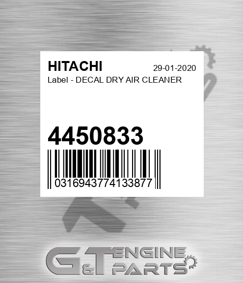 4450833 Label - DECAL DRY AIR CLEANER