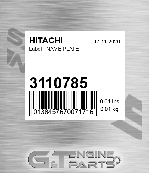 3110785 Label - NAME PLATE