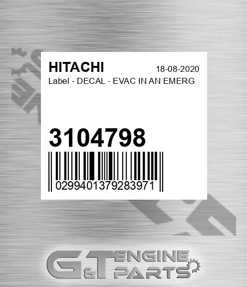 3104798 Label - DECAL - EVAC IN AN EMERG