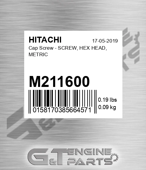 M211600 Cap Screw - SCREW, HEX HEAD, METRIC