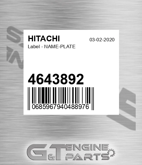 4643892 Label - NAME-PLATE