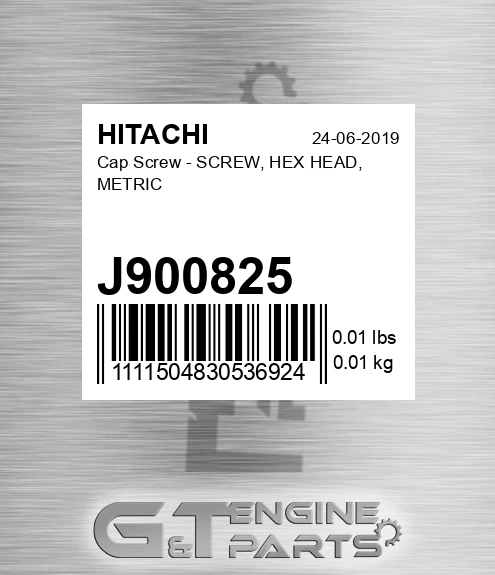 J900825 Cap Screw - SCREW, HEX HEAD, METRIC