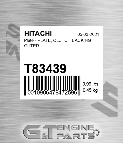T83439 Plate - PLATE, CLUTCH BACKING OUTER